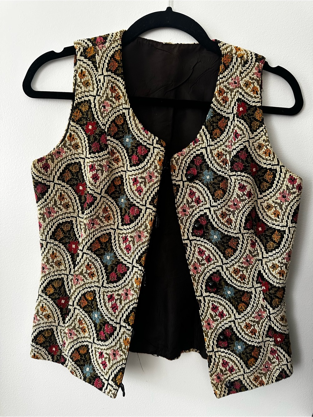 Beaded Multicolor Women's Vest with Cream Accents